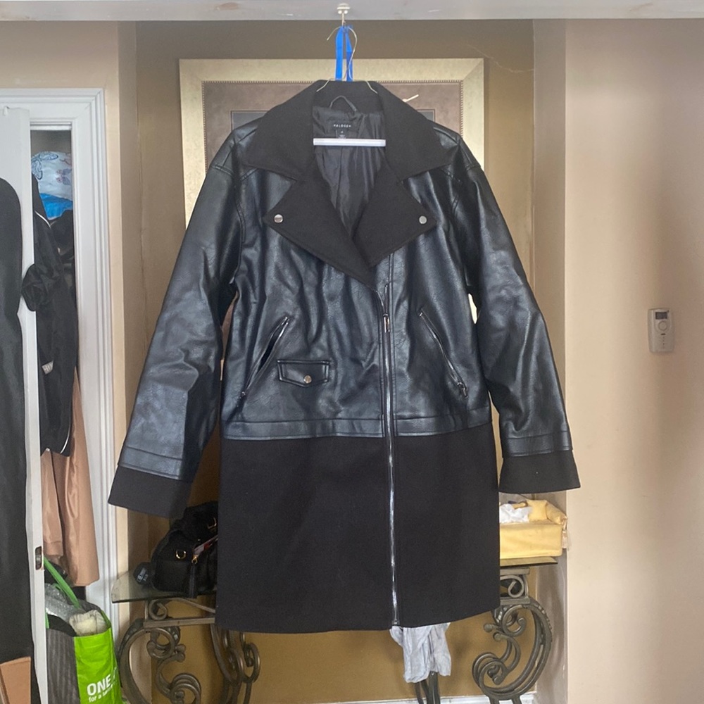 Leather and wool Three quarter length coat women’s size 1x